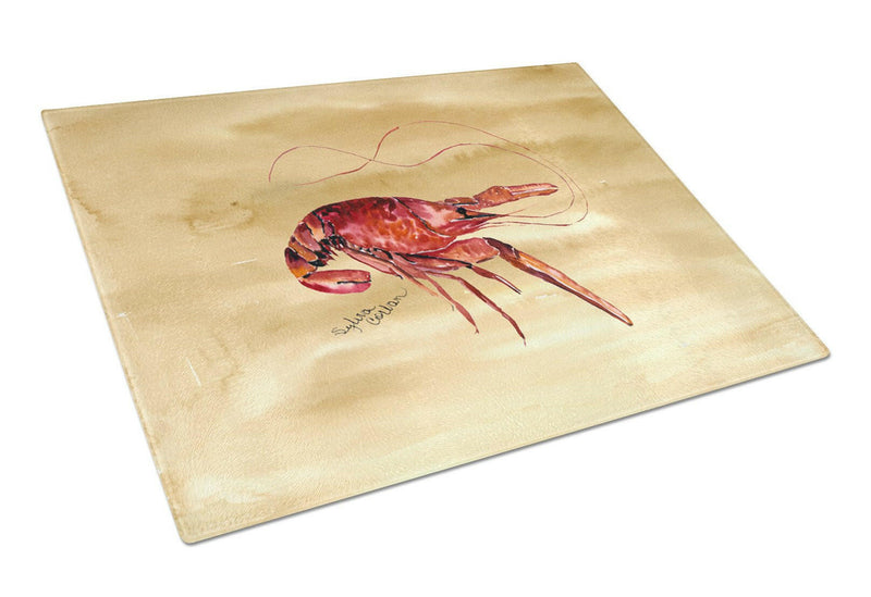 Cooked Crawfish on Sandy Beach Glass Cutting Board