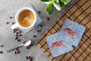 Crawfish Foam Coasters Set of 4 Cup Coasters for Indoor Outdoor, Tabletop Protection, Anti Slip, Mouse pad Material