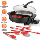 6L Electric Hot Pot with Divider 1100W Dual-Flavor Pot Shabu Shabu Pot Non-Stick with 5-Temp Control for Shabu Shabu Fondue Perfect for Family Gatheri