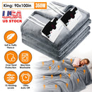Electric Heated King Size Fleece Heated Blanket with Dual Controller 10 Heating Levels 10 Hours Auto Off Machine Washable for Home Office Usage 90x100