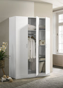 Declan - 3 - Door Wardrobe Cabinet Armoire With Storage Shelves And Hanging Rod - White by Unique Piece Furniture