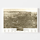 Vintage Map of Saratoga Springs, New York 1888