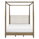 Queen Canopy Bed Frame With Upholstered Headboard - Brown by HouseOfZazla