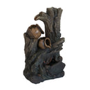 Decorative 4 Tier Broken Pot Water Fountain With LED Light - Brown