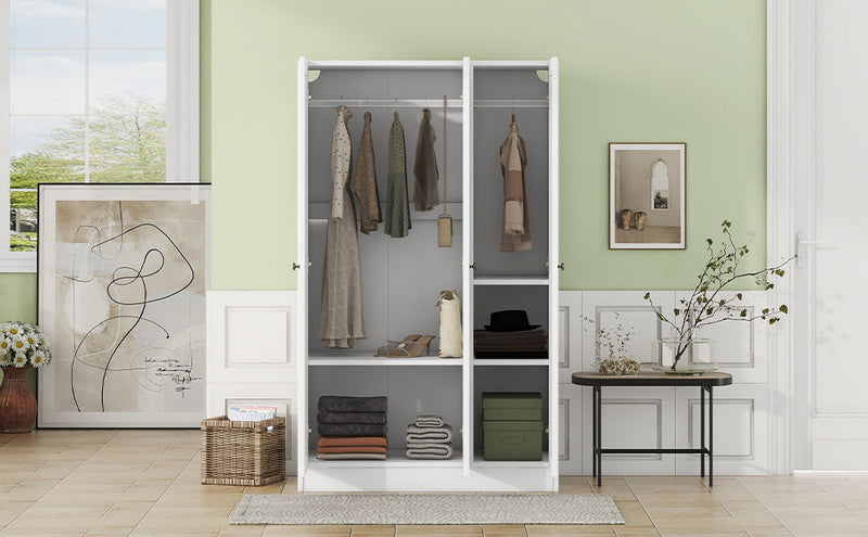 3-Door Shutter Wardrobe with shelves, White