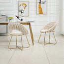 Accent Chairs Set of 2, Velvet Side Chairs with Gold Legs, Mid-Century Upholstered Dining Chairs for Living Room, Kitchen, Bedroom, Beauty Room