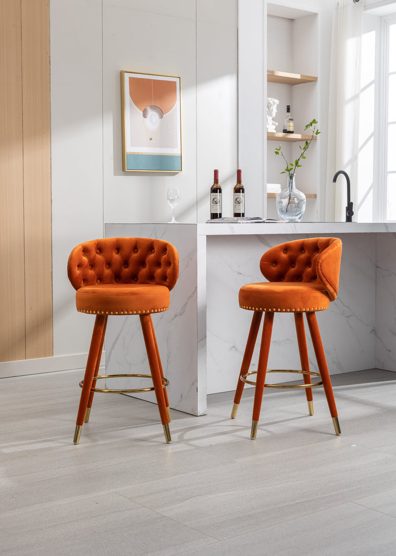 Counter Height Bar Stools Set of 2 for Kitchen Counter Solid Wood Legs with a fixed height of 360 degrees