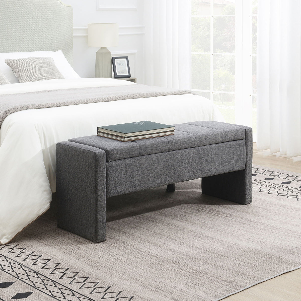 Modern Upholstered Large Bed End Bench With Storage, photo 12 of 20
