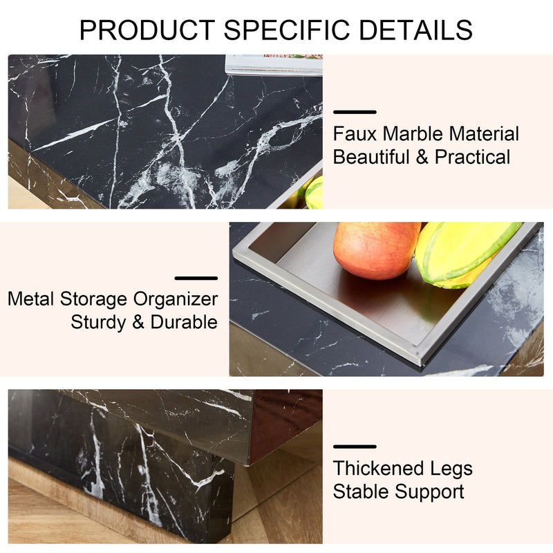 A modern and practical coffee table made of MDF material with black patterns. The fusion of elegance and natural fashion 31.4"x31.4"x12"