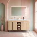 60" Freestanding Bathroom Vanity With Resin Double Sink