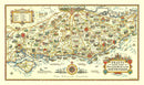 Vintage Map of England's South Coast, 1932
