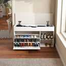 Modern Design Entryway Bench With Adjustable 3 Tier Flip-Up Drawers And Hidden Cabinet - White by HouseOfZazla