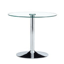 Modern Minimalist Circular Glass Dining Table With Electroplated Metal Legs 35" Diameter - Transparent by Unique Piece Furniture