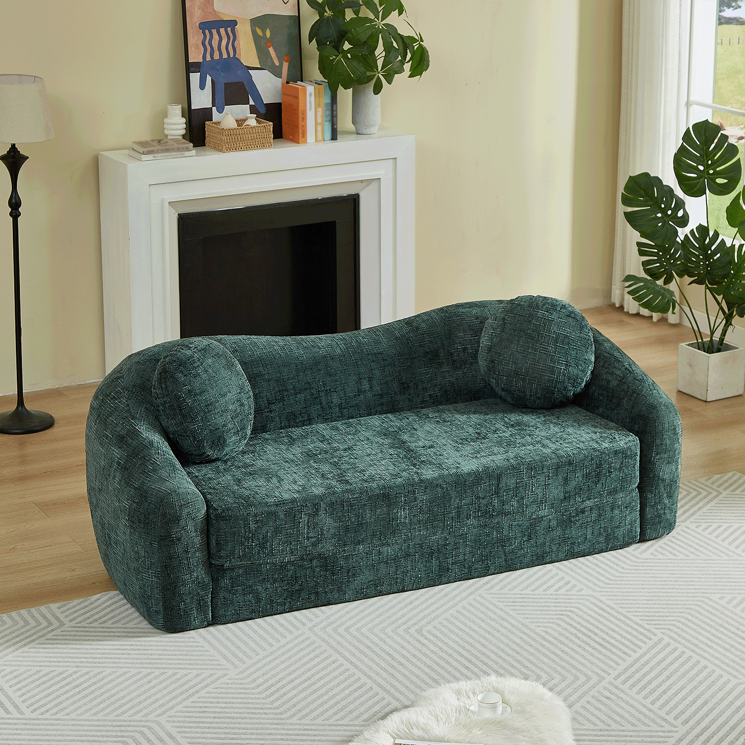 86-Inch Curved Convertible Sofa Recliner, photo 4 of 10