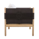Outdoor Acacia Club Chairs (Set of 2) with Diamond-Pattern Black Rope, Light Teak Finish