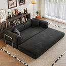 78.8' Compression Sofa,Convertible Floor Sofa Bed-with Pillow Back Support Armrest,Comfy Futon Couch Sleeper Bed,Loveseats Boneless Modular Sectional Sofa,Corduroy fabric,for Living Room,Bedroom,Black by HouseOfZazla