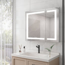 36" X 30" Medicine Cabinet With LED Vanity Mirror, Anti-Fog Recessed Or Surface Mount Bathroom Double Door Large Storage 3000K~6000K Bright Lighted Aluminum Storage Cabinet With Touch Switch - Silver by HouseOfZazla