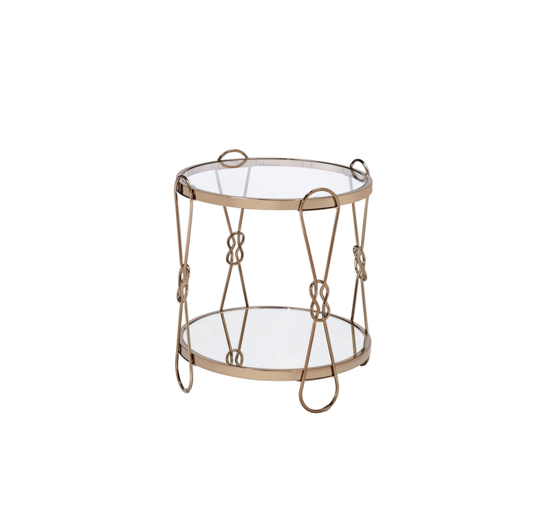 Zekera Mirrored & Champagne Finish End Table