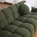 87.4 length, 35.83" deepth, human body structure for USA people, marshmallow sofa,boucle sofa, 3 seater, OLIVE GREEN BOUCLE