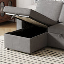 85.8" Pull Out Sleeper Sofa L-Shaped Couch Convertible Sofa Bed with Storage Chaise And Storage Racks,With USB Port And T-pyce Port