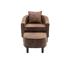 Accent Chair with Ottoman, Mid Century Modern Barrel Chair Upholstered Club Tub Round Arms Chair for Living Room
