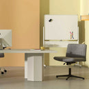 Office Furniture Set: 48 Inches x 36 Inches Mobile Whiteboard+Criss Cross Legged Chair+Linen Upholstered Executive Chair by LJGDeals