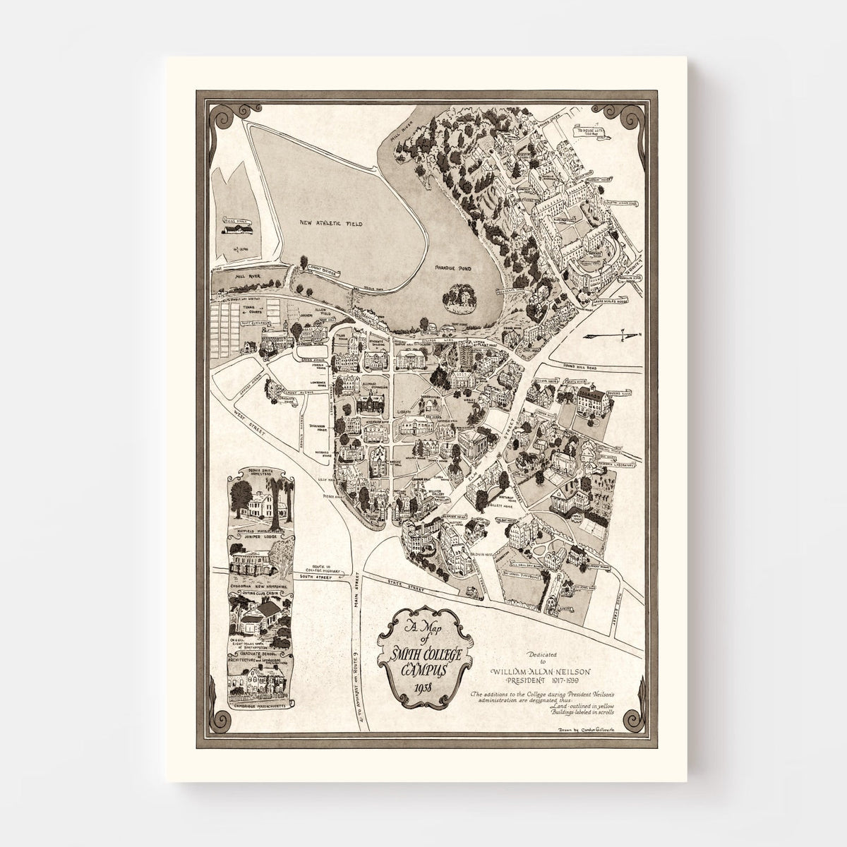 Vintage Map of Smith College, 1938, photo 4 of 5