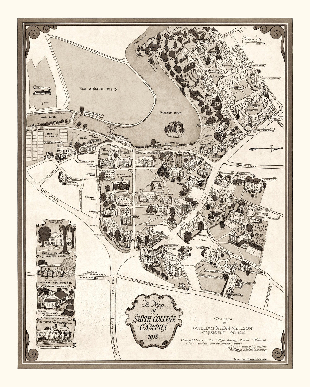 Vintage Map of Smith College, 1938, photo 5 of 5