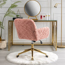 Office Chair, Artificial Rabbit Hair Home Office Chair With Metal Base, Adjustable Desk Chair Swivel Office Chair, Vanity Chair by HouseOfZazla