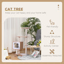 47"Modern Cat Tree Multi-Level Scratching Post With Cube Cave Enclosure - Oak Wood and White