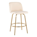 Toriano - Contemporary, Fixed Height Counter Stool With Swivel With Round Footrest (Set of 2) by HouseOfZazla