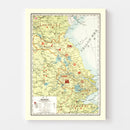 Vintage Map of Kiangsu China, 1917