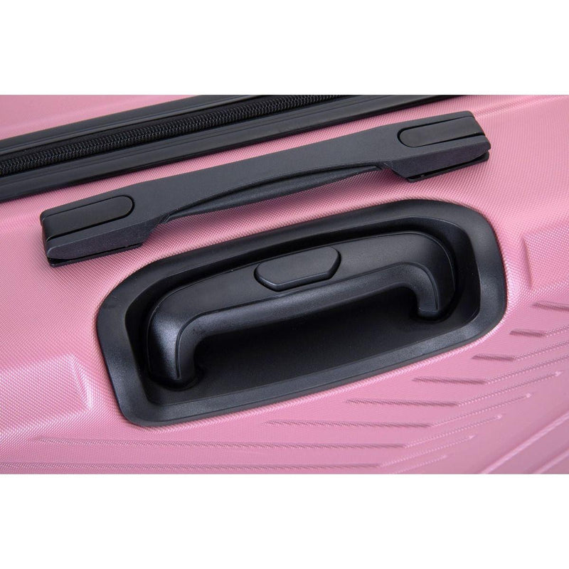 3 Piece Luggage Sets ABS Lightweight Suitcase with Two Hooks, Spinner Wheels, TSA Lock, (20/24/28), Pink