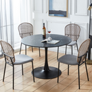 42.1"Black Tulip Table Mid-century Dining Table for 4-6 people With Round Mdf Table Top, Pedestal Dining Table, End Table Leisure Coffee Table