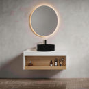 Floating Bathroom Vanity With Glossy Round Vessel Sink