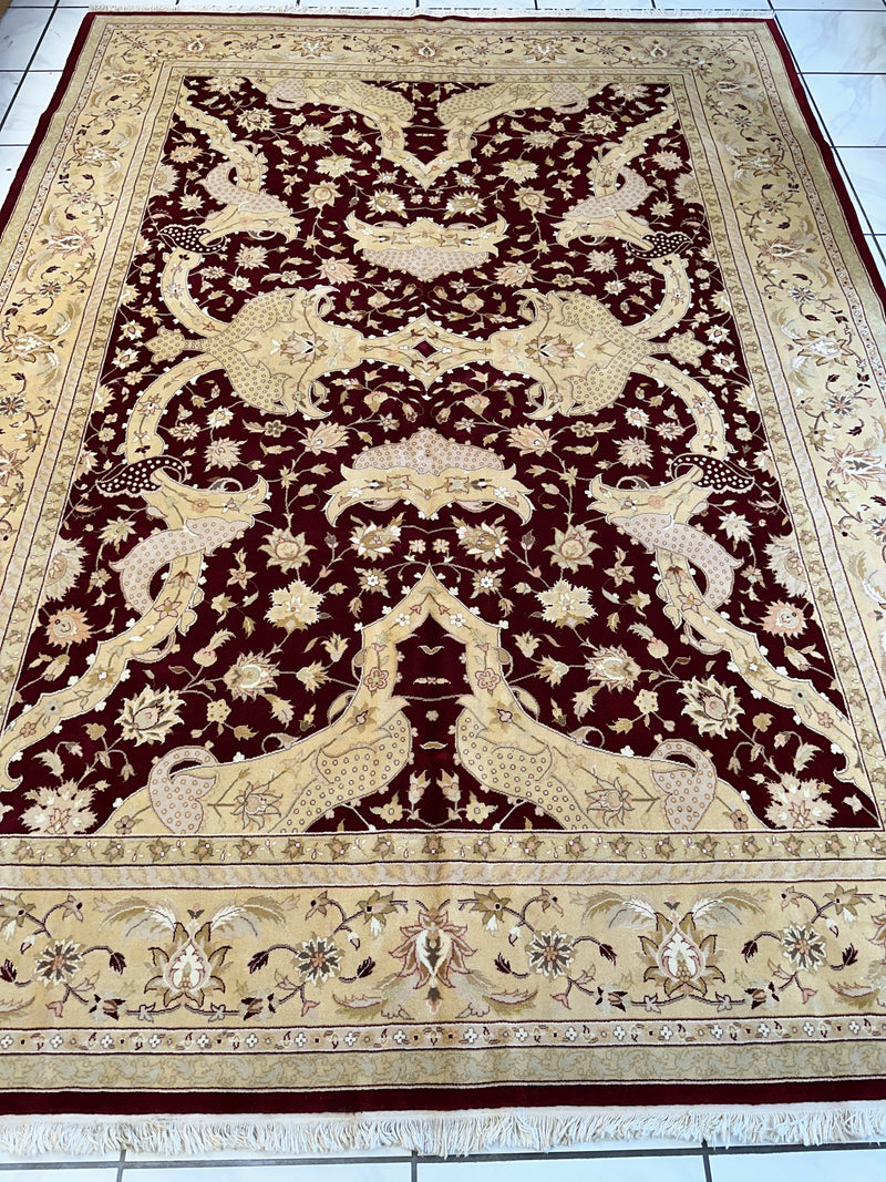 Hand-Knotted Pak-Ziegler Wool Rug – 8'7" x 11'7" – Traditional Design, Warm Earth Tones