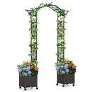 82 x 99 Inch Garden Arch Trellis with 2 Self-Watering Planter Boxes Wheels-Black by LJGDeals