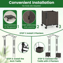 82 x 99 Inch Garden Arch Trellis with 2 Self-Watering Planter Boxes Wheels-Black by LJGDeals