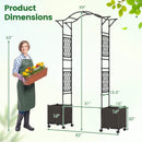 82 x 99 Inch Garden Arch Trellis with 2 Self-Watering Planter Boxes Wheels-Black by LJGDeals