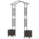 82 x 99 Inch Garden Arch Trellis with 2 Self-Watering Planter Boxes Wheels-Black by LJGDeals