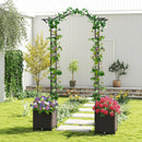 82 x 99 Inch Garden Arch Trellis with 2 Self-Watering Planter Boxes Wheels-Black by LJGDeals