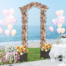82 x 99 Inch Garden Arch Trellis with 2 Self-Watering Planter Boxes Wheels-Black by LJGDeals