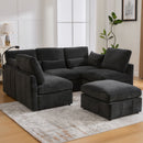 Modern Modular U-Shaped Sofa Bed With Movable Ottoman, USB Ports, Phone Holder