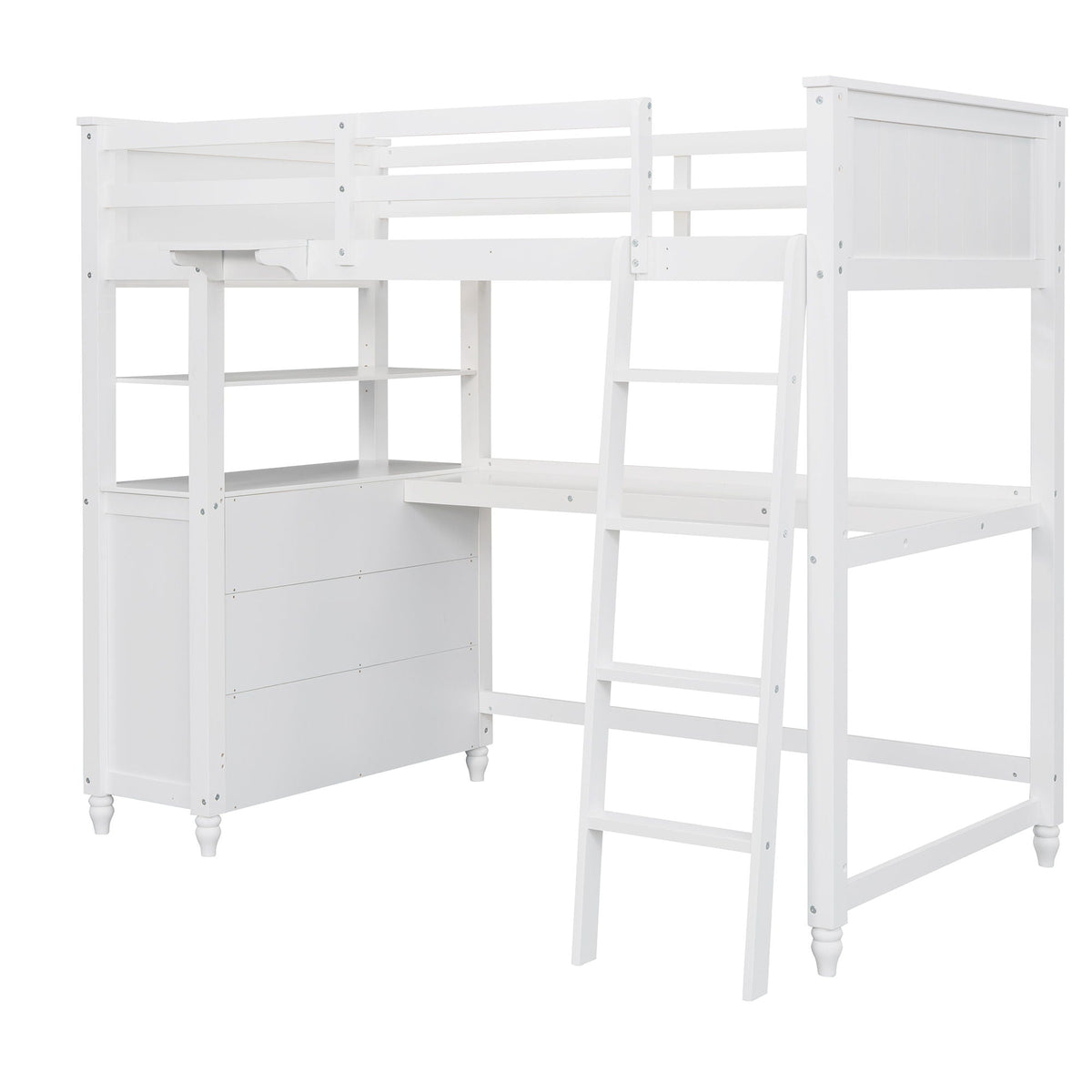 Loft Bed With Drawers With Desk And Shelves, photo 9 of 17