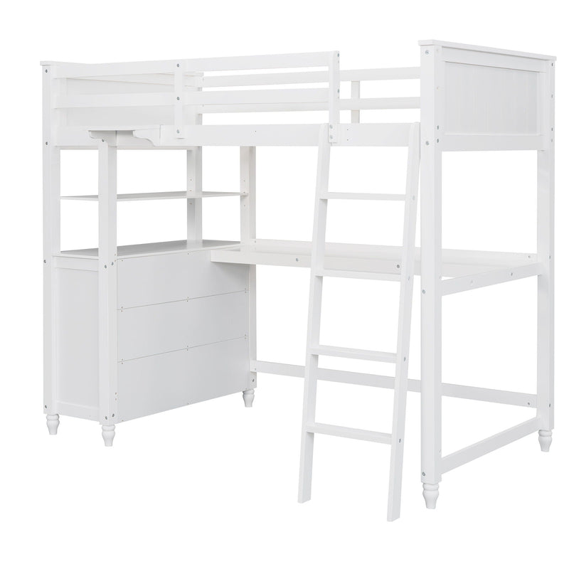 Loft Bed With Drawers With Desk And Shelves, photo 9 of 17