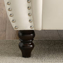 80" Chesterfield Sofa Beige Velvet for Living Room, 3 Seater Sofa Tufted Couch with Rolled Arms and Nailhead for Living Room, Bedroom, Office, Apartment, two pillows