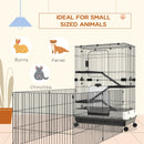 45" Small Animal Cage with Wheels, 4-Level Portable Bunny Cage, Chinchilla Ferret Cage with Removable Tray, Platforms and Ramps, Black