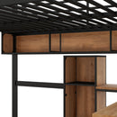 Full Size & Loft Bed With L-Shaped Desk And Shelves - Black by HouseOfZazla