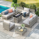 K&K Patio 8-Piece Patio Furniture Set with 43" Fire Pit Table by HouseOfZazla