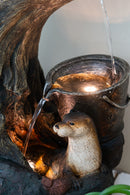Decorative Water Foutain With Otter Design, With Light And Pump, For Indoor And Outdoor - Brown by HouseOfZazla